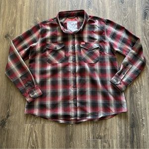 DIXXON The Plumb Bum Red Flannel Button Up Shirt XXL 2XL WOMENS